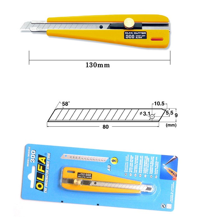 OLFA 300小型美工刀 旋鈕結構細節