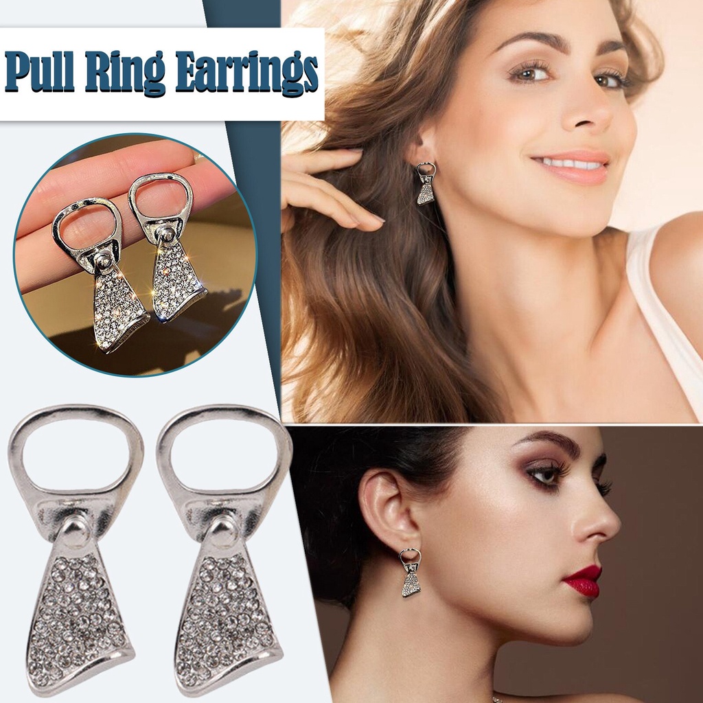 Orecchini a lobo con anello e strass per donna e ragazza_voghion.com