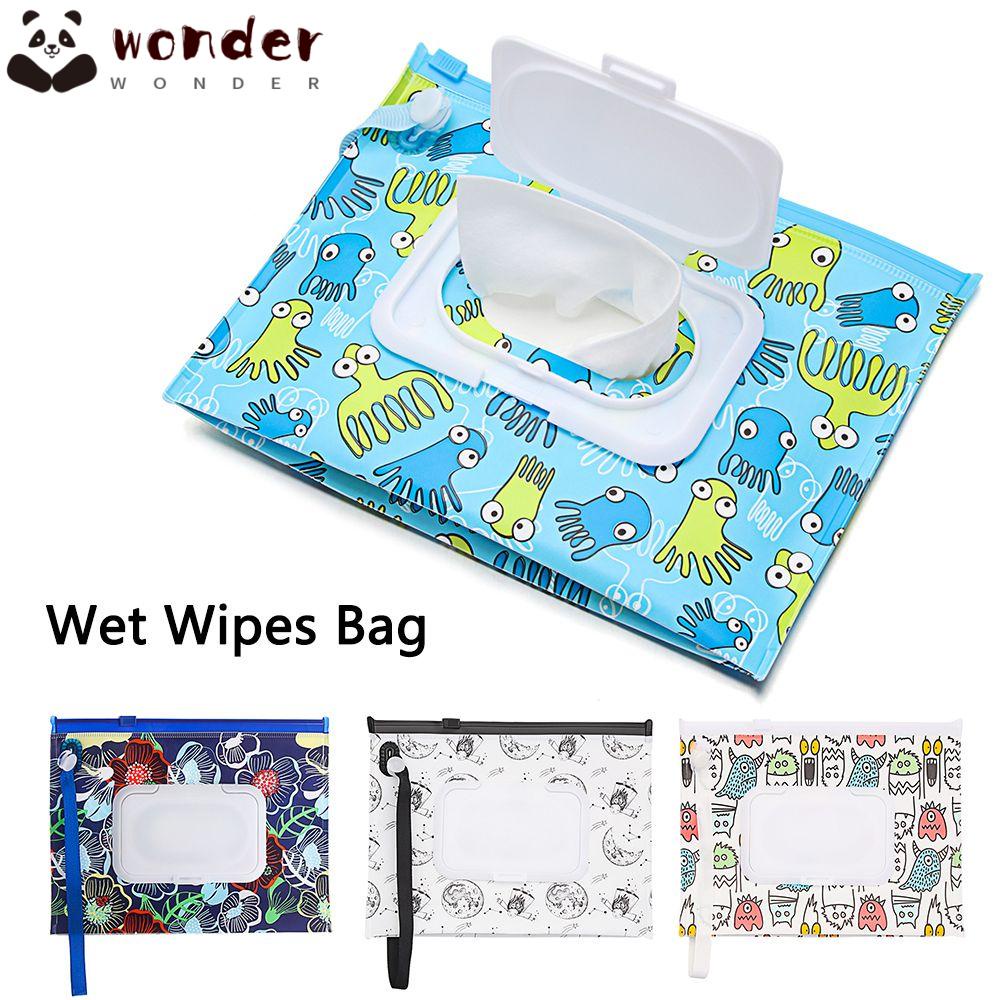 WONDERFUL Portable Wet Wipes Bag Snap-Strap Tissue Box Cosmetic Pouch Baby Product Carrying Case Outdoor Flip Cover Stroller Accessories
