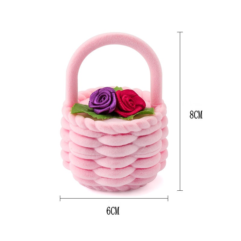 1pc Flower basket Velvet Wedding Engagement Ring Box Gift Box Holder for Earrings Necklace Display Jewelry case_voghion.com