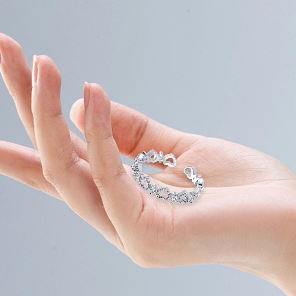 Peach Heart Ring With Zircon - Elegant Open Adjustable Ring_voghion.com