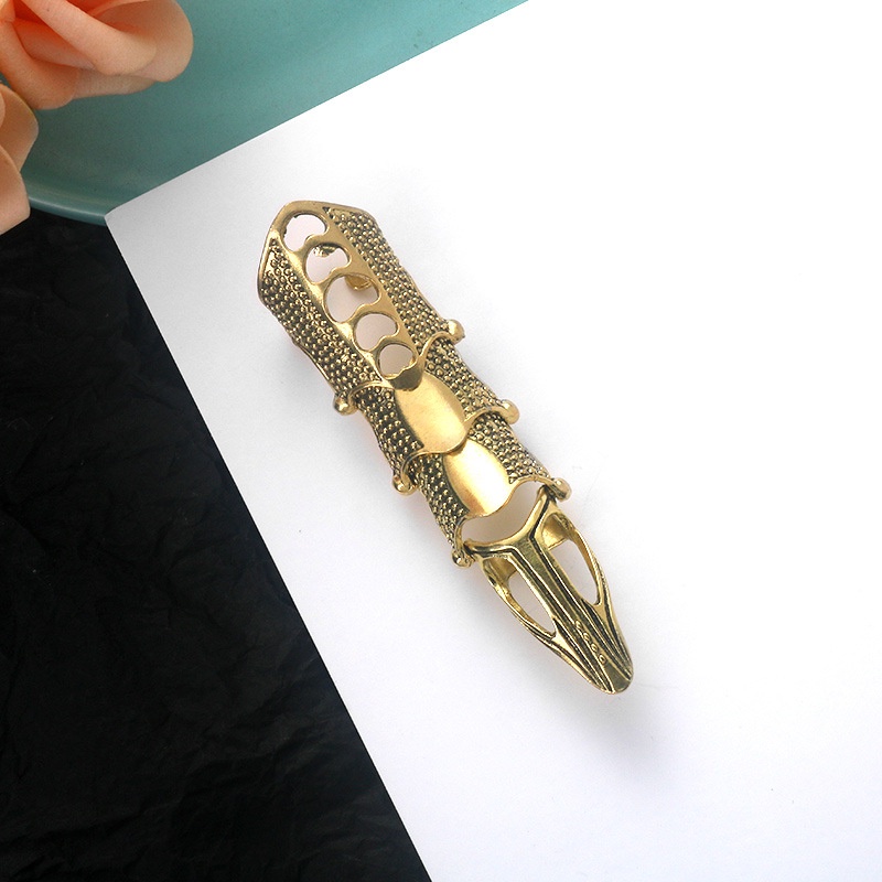 Punk Ring Rock Scroll Joint Armor Knuckle Metall Vollfinger Krallenringe Halloween Unisex Verstellbarer Ring_voghion.com