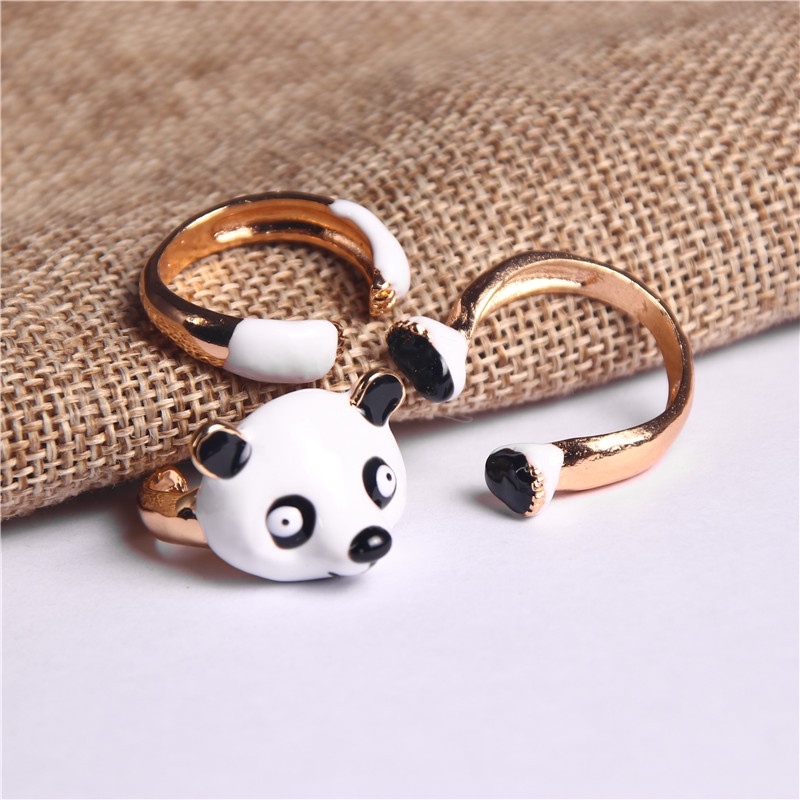 Panda Ring Set Für Damen Lustiger Tier Schmuck Als Geschenk_voghion.com