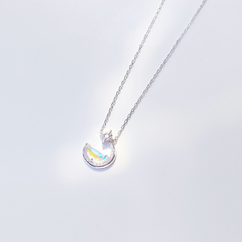 Colar com pingente de lua luminosa para mulher pedra_voghion.com