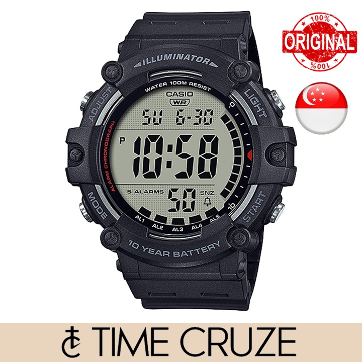 [Time Cruze] Casio AE-1500 Big Case Black Resin Digital Sports Men Watch AE-1500WH-1AVDF AE-1500WH-1A AE1500WH-1A