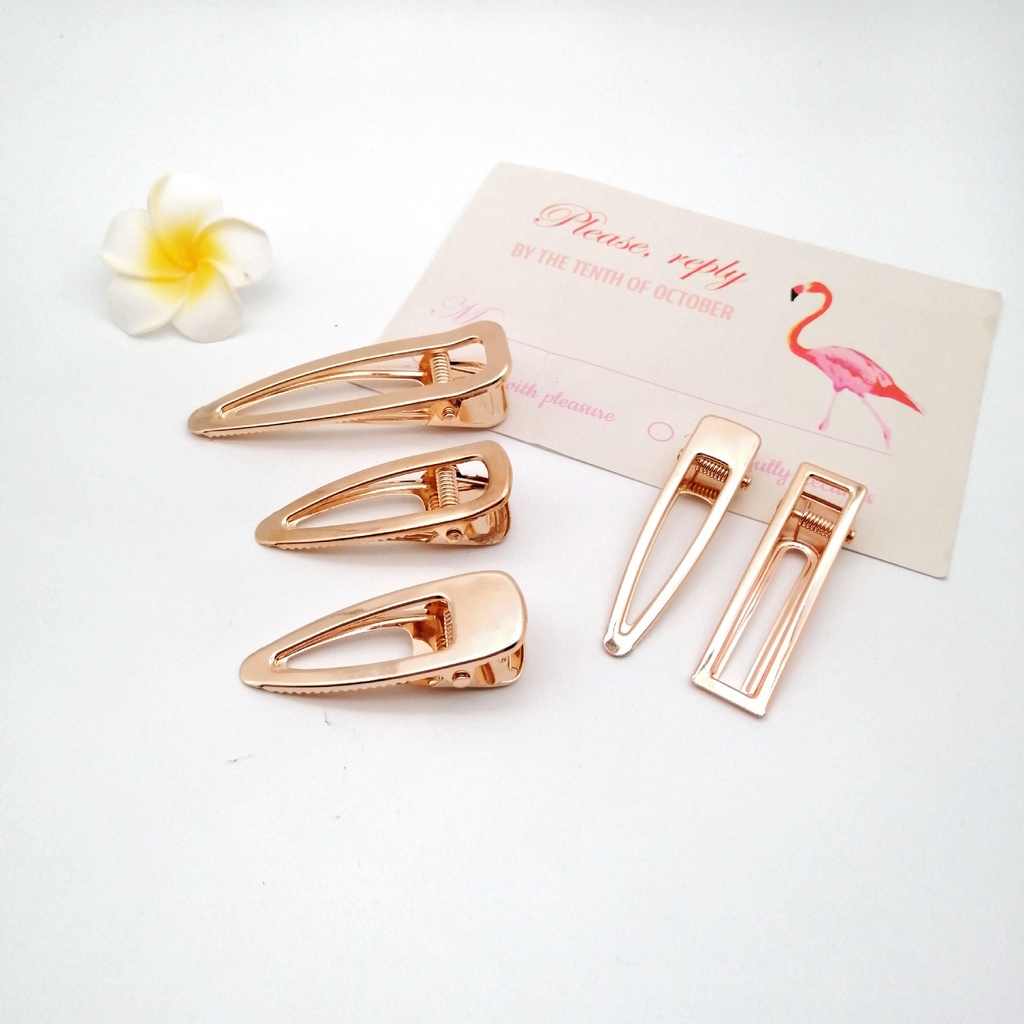 1pc {styles Random } ins Hairpin Metal Hollow Duckbill Clip Square Clip Pearl Hairclip DIY Hair Accessories_voghion.com