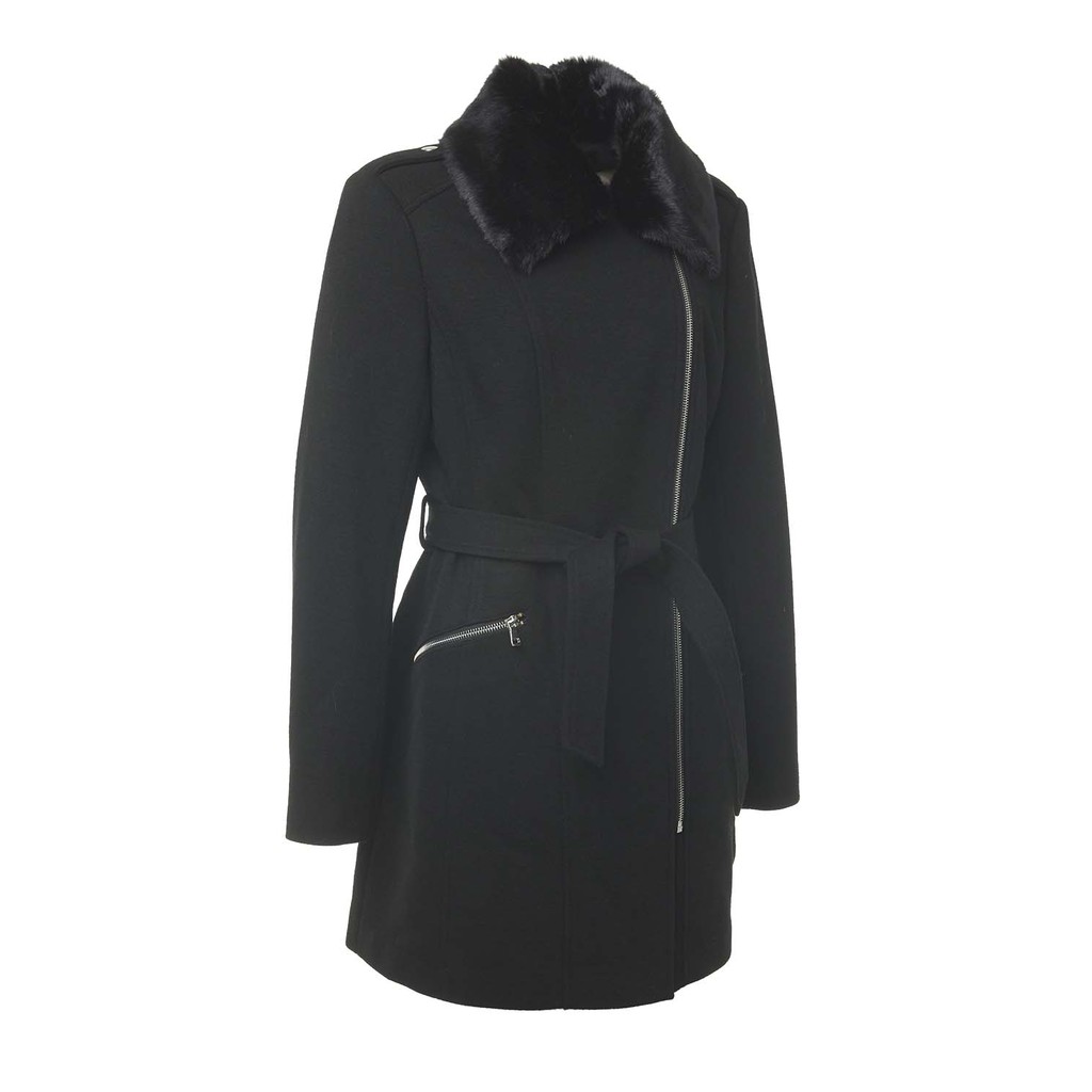 Universal Traveller - Women Trench Coat With Belt And Soft Fur Collar