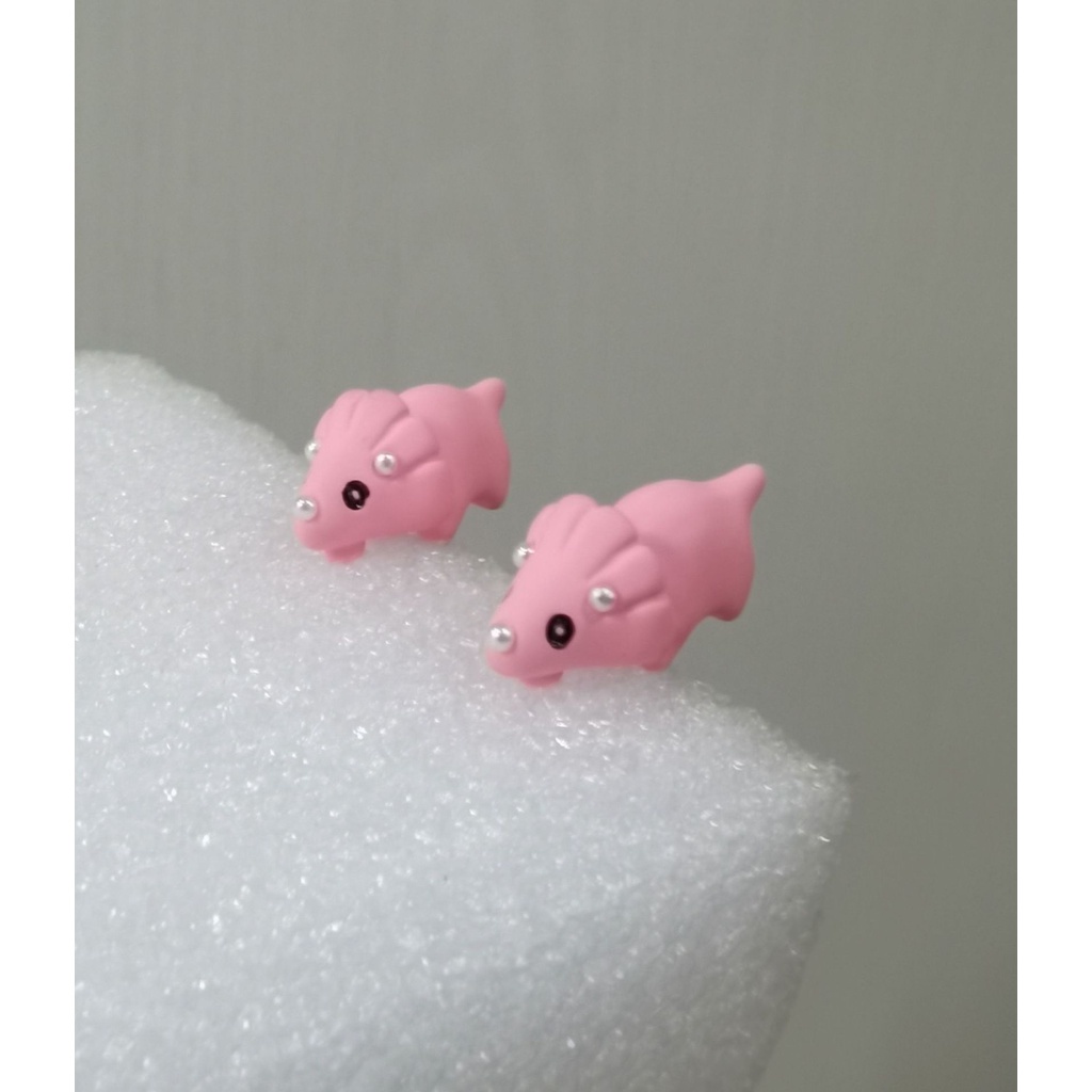 1 paire de boucles d'oreilles de morsure d'animal mignon, boucles d'oreilles de dessin animé en argile douce, boucles d'oreilles de morsure de tyrannosaure, boucles d'oreilles de dinosaure, cadeaux de fête amusants_voghion.com