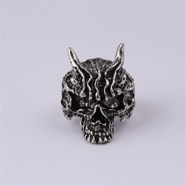 Retro Exaggerated Old Skull Ghost Face Ring Male HipHop Open Adjustable Ring_voghion.com
