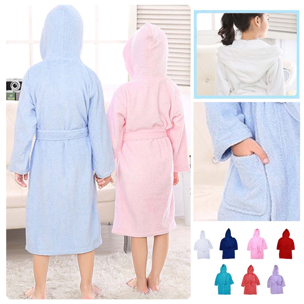 Kimono Plain Thick Children's Towel With Beanie Aged 2-15 Years/Children's Towel