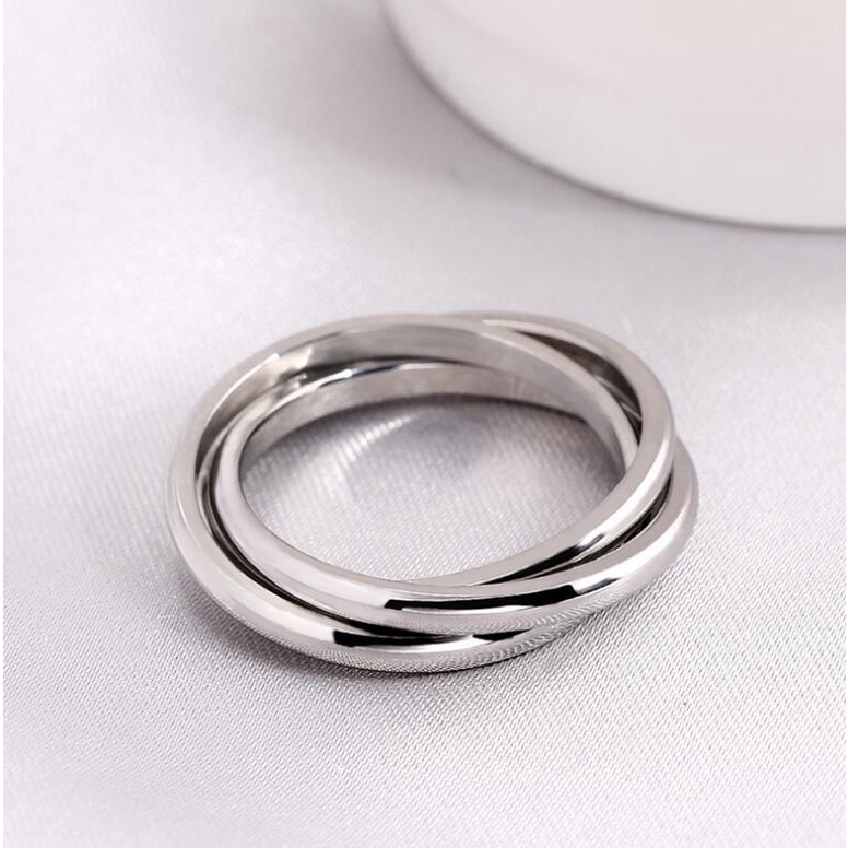 Ensemble de bagues classiques 3 rondes pour femmes, en acier inoxydable, bague de fiançailles, empilable, bijoux de doigt féminin_voghion.com