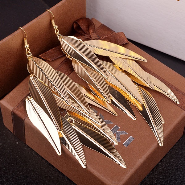 Vintage Leaf Drop Earrings Willow Tassel Dangle Jewelry For Her_voghion.com