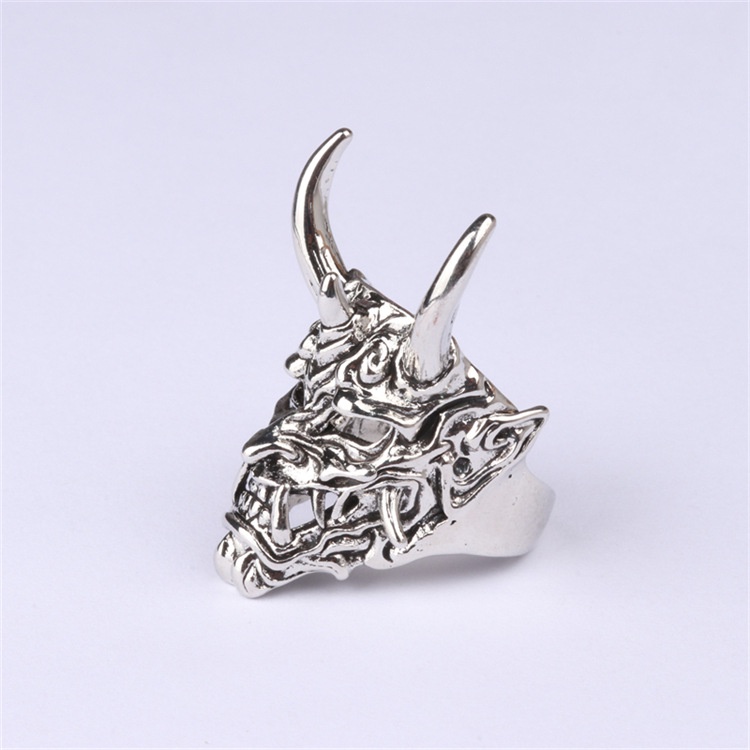 Prajna Devil Mask Ring Men Gothic Style Stainless Steel Band_voghion.com