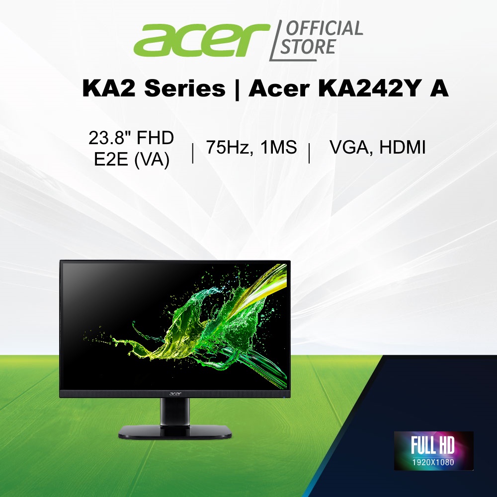 Acer KA242Y A 23.8-Inch FHD Monitor with 1 MS Response Time (Computer Monitor Screen)