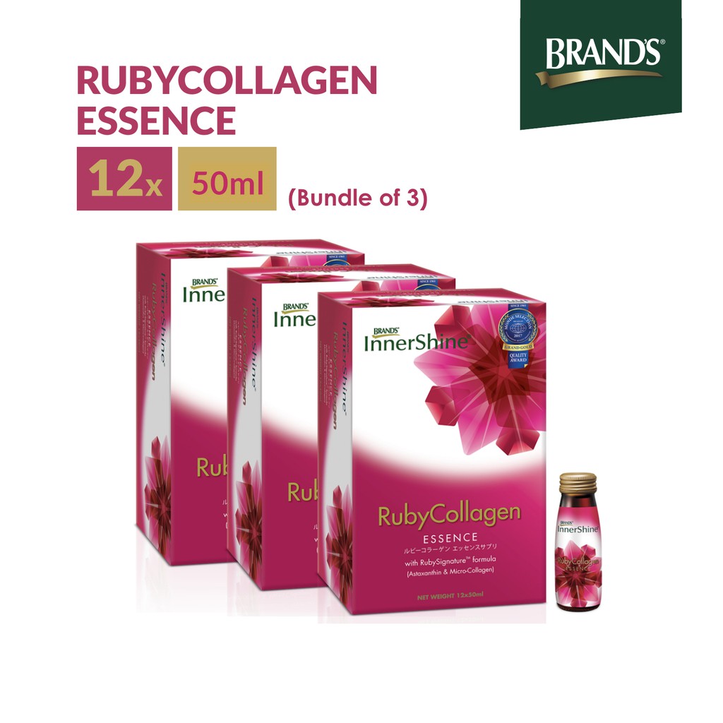 [Bundle Of 3] BRAND'S® InnerShine RubyCollagen Drink 12 Bottles x 50ml x 3 Packs [Expiry: 13/11/2023]