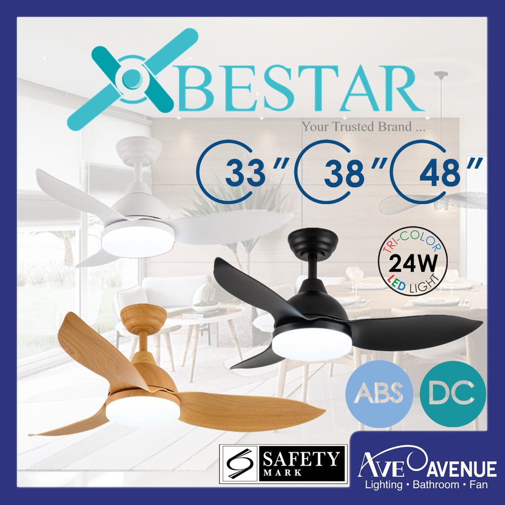 BESTAR RAPTOR DC Motor 3 Blade Ceiling Fan with 3 Tone LED Light Kit and Remote Control