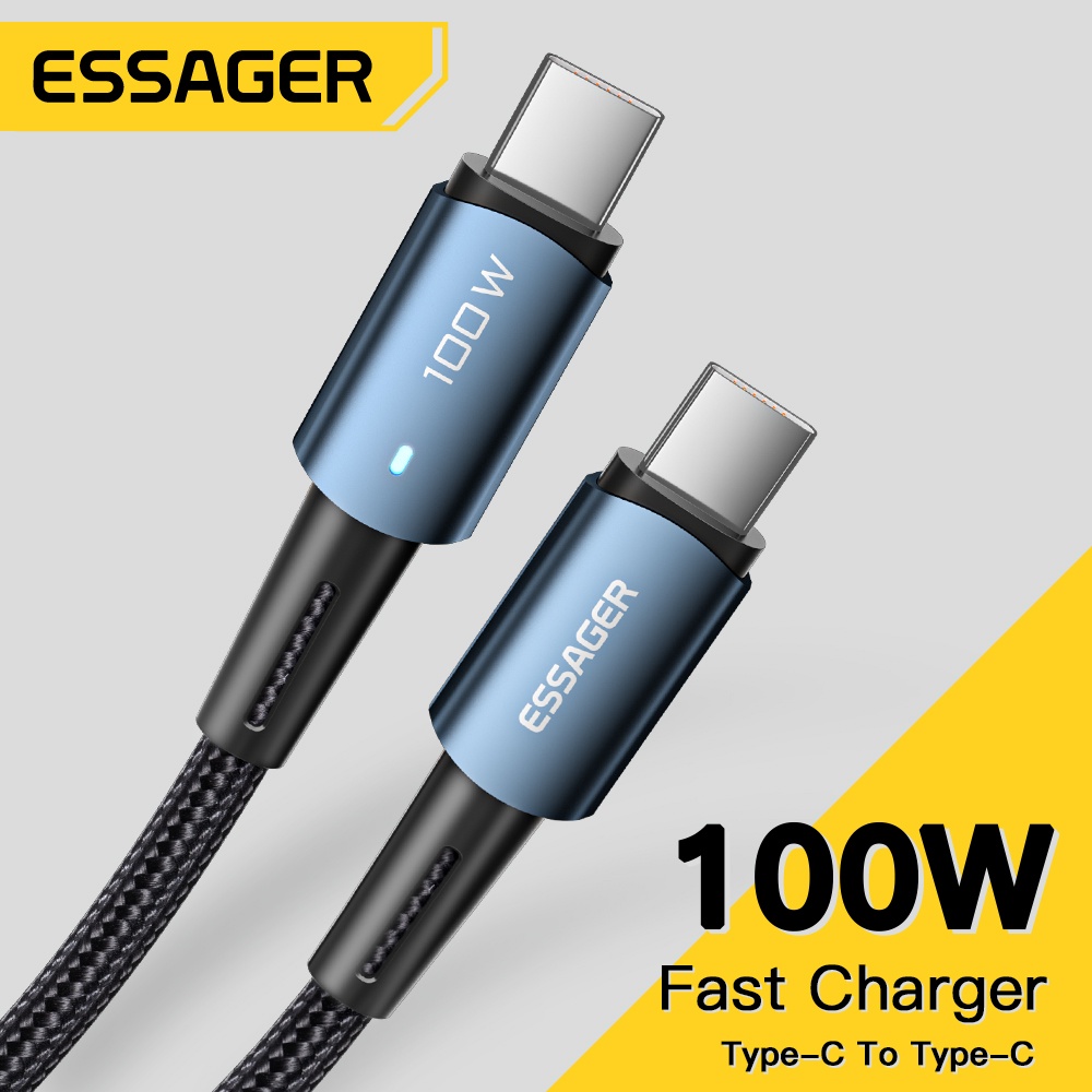 Essager PD 100w/60W  5A type c to type c cable supports FCP, AFC, QC4.0, 3.0 super fast charge for MBk pro Samsung mobile phone fast charge data cable