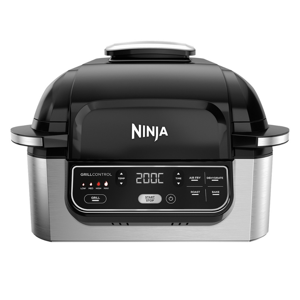 Ninja Air Grill AG301 5-in-1 Indoor Electric Grill -Air Fry, Roast/Bake, Dehydrate, Cyclonic Grill