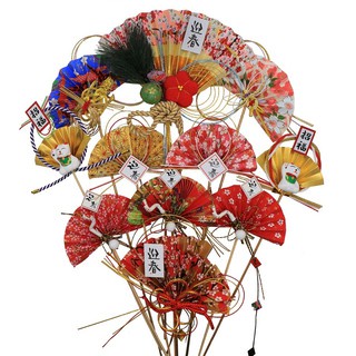 台灣現貨【水引迎春扇】日式新年花藝扇飾 玄關插花配件 和風祝賀卡樣水引結裝飾素材 花藝材料 新年佈置