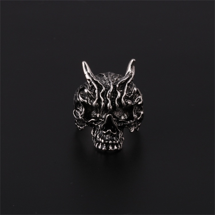 Retro Exaggerated Old Skull Ghost Face Ring Male HipHop Open Adjustable Ring_voghion.com