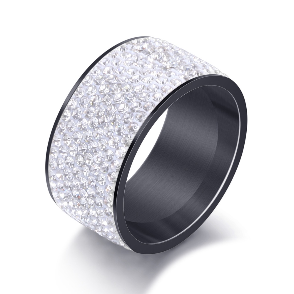 Stainless Steel 8 Row Crystal Pave Wedding Ring Fashion Jewelry_voghion.com