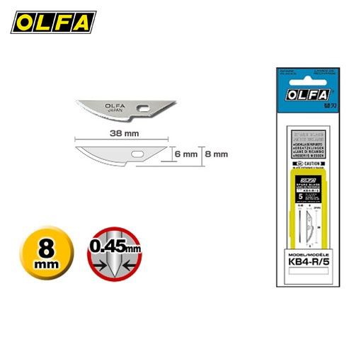 日本 OLFA KB4-R/5 專業筆刀專用圓弧曲線刃 5片裝 產品外觀