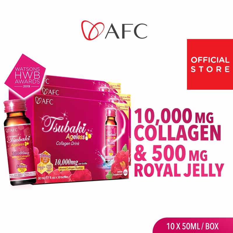 [Bundle of 3] AFC Tsubaki Ageless Collagen Drink + Royal Jelly for Anti Aging Radiant Skin Fight Pigmentation & Scarring