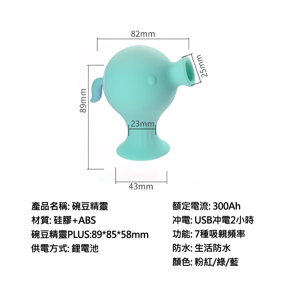 豌豆精靈PLUS 7段頻吸吮+舌頭舔動矽膠按摩器 舌舔吸吮陰乳按摩器 綠色 藍色 粉色