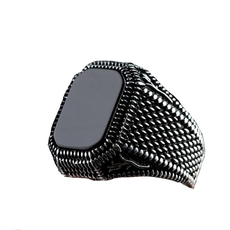 Natürlicher schwarzer quadratischer Ring Retro geometrisch schwarz glänzend Herrenring Party Eheringe Jubiläumsgeschenk Schmuck_voghion.com