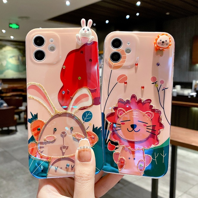 Ốp Điện Thoại In Hình Thỏ/Sư Tử Hoạt Hình Cho iPhone 7 8 Plus X XR XsMax 11 12 13 pro max