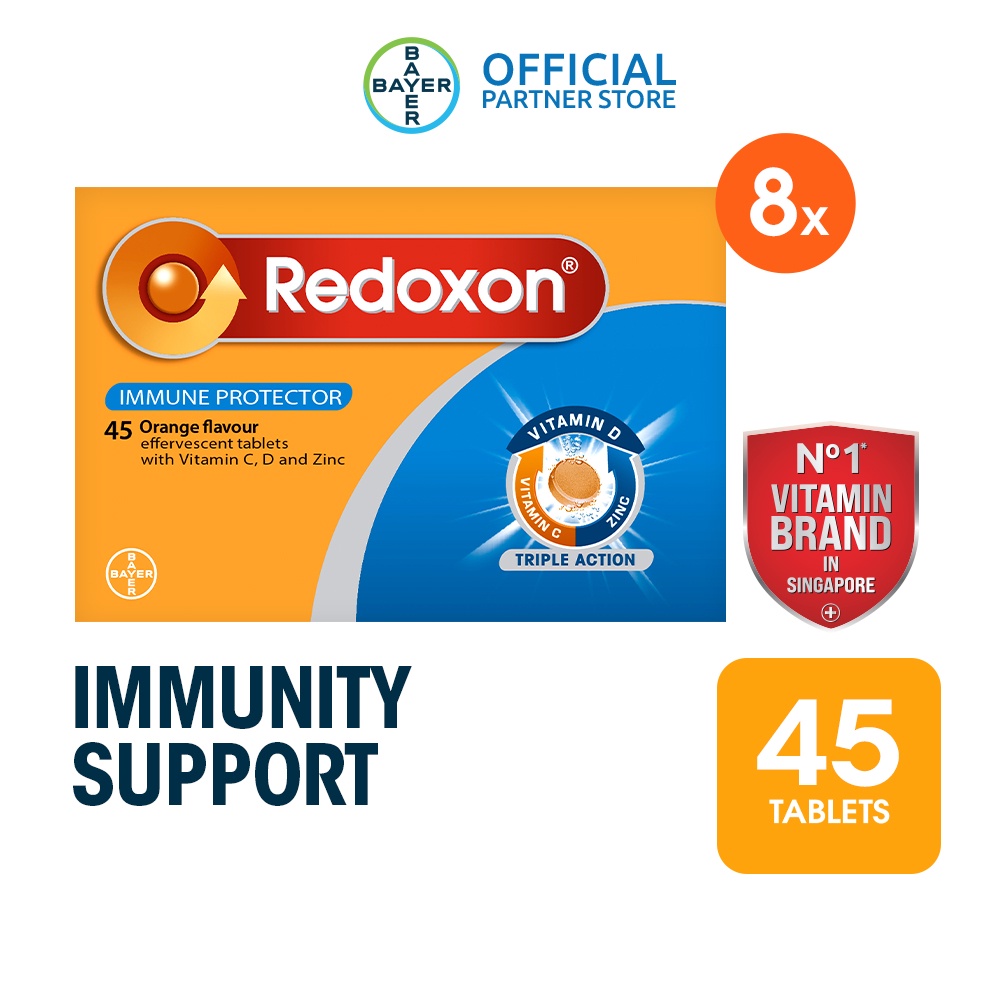 [Bundle of 8] Redoxon Triple Action Orange Effervescent 45 Tablets Exp Oct24