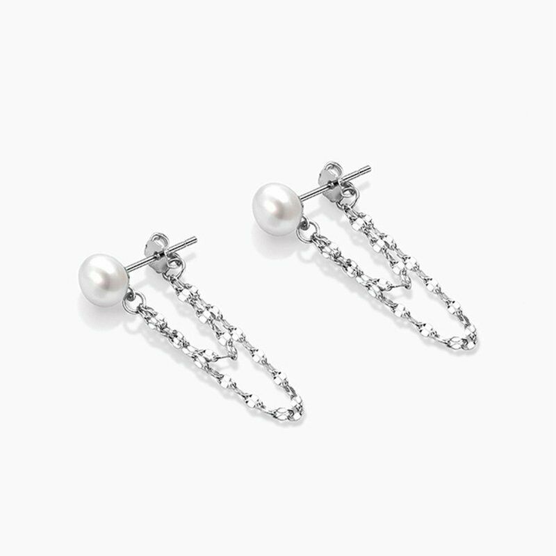Orecchini a lobo con perle finte e catenella a nappina punk_voghion.com