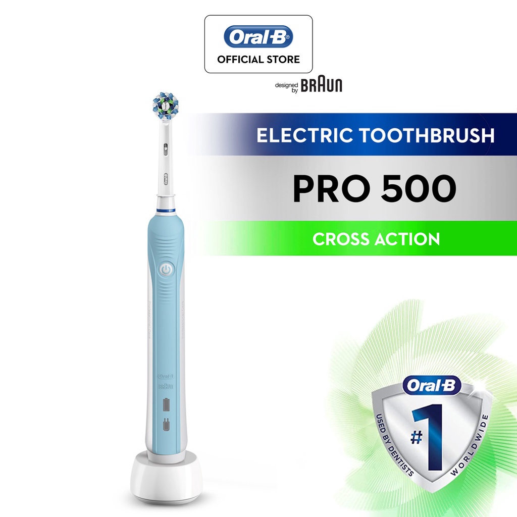 Oral-B Pro 500 Cross Action Electric Rechargeable Toothbrush Powered by Braun, Blue
