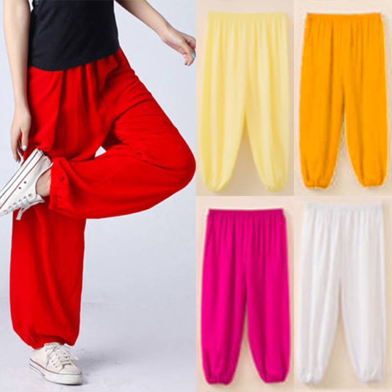 Kids Girls Boys Harem Pants Loose Solid Sport Trousers Unisex Bloomers 3-12Years
