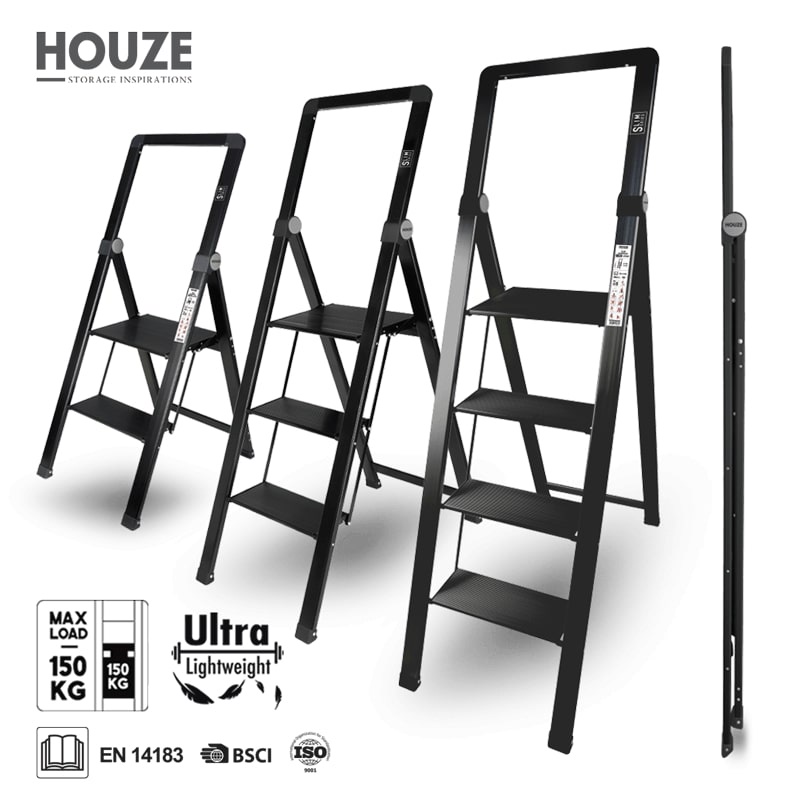 HOUZE - 'SLIM' Aluminium Ladder (2 Tier, 3 Tier, 4 Tier)