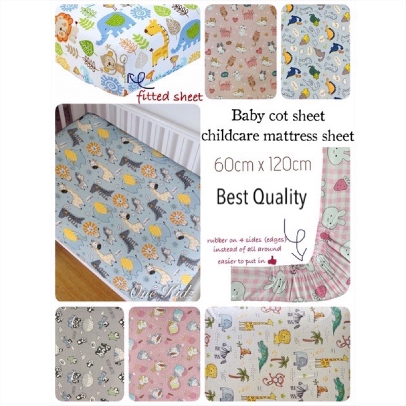 ? 60cm x 120cm baby cot fitted sheet, childcare mattress sheet