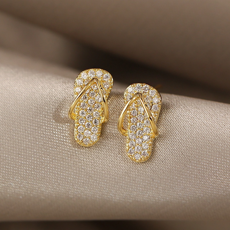 Full Rhinestone Slippers Stud Earring for Women Party Mini Shoes Earring Statement Jewellery_voghion.com