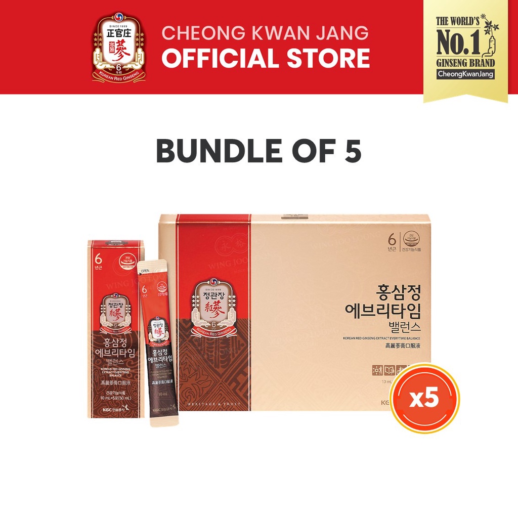 [Bundle of 5] Cheong Kwan Jang Korean Red Ginseng Extract Everytime Balance (10ml x 20 sticks)