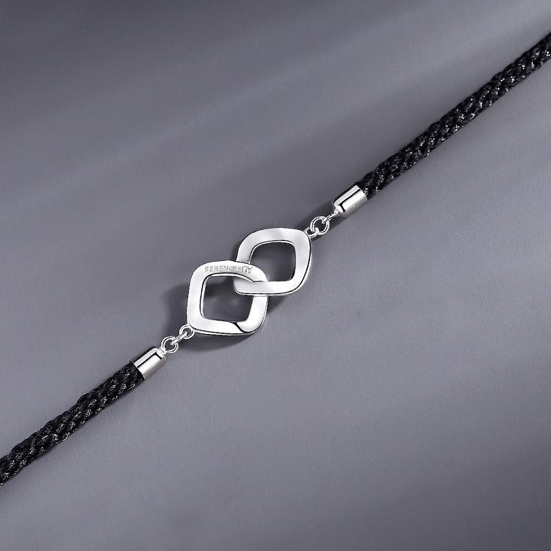 Interlocking Bracelet, Black & White Rhombus Woven Hand Jewellery_voghion.com