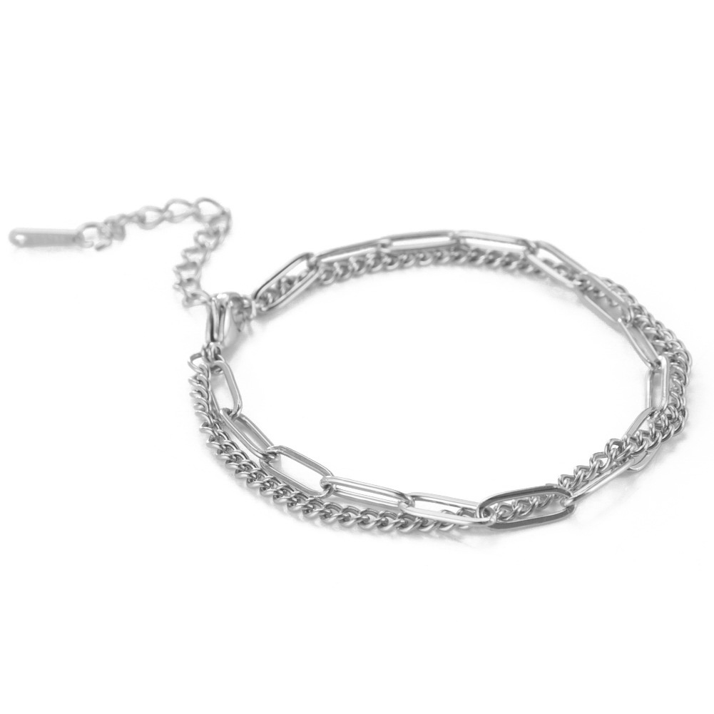 Dubbellaagse armband met kruis voor dames van titaniumstaal_voghion.com