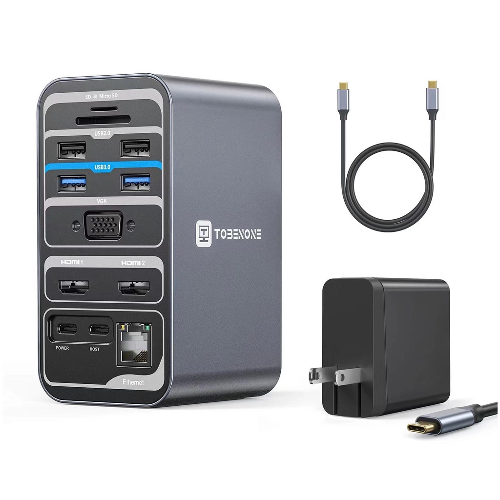 UDS019 Laptop Docking Station Dual Monitor 15-in-1 USB C Dock for USB C Windows Laptops