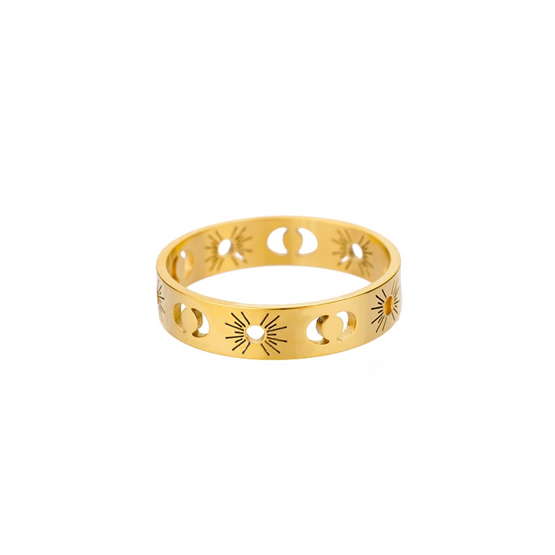 Anelli vintage Sun Moon vuoti per donna Uomo semplice anello da dito in acciaio inossidabile_voghion.com