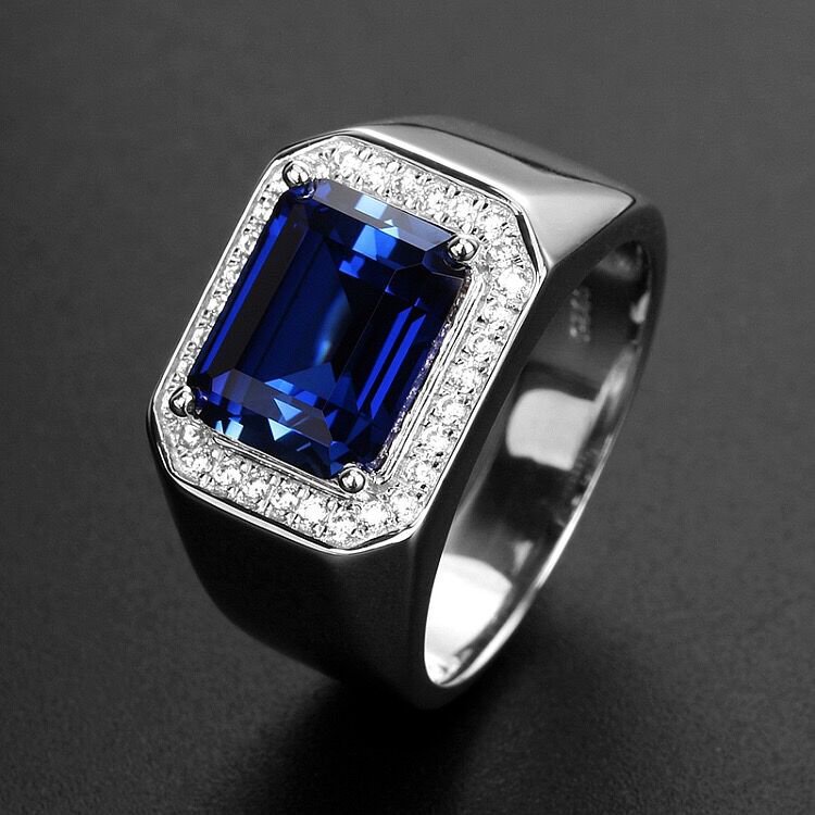 Offener Ring mit Zirkonimitat für Herren, Weißgold vergoldet, Schmuck, Ehering, größenverstellbar_voghion.com