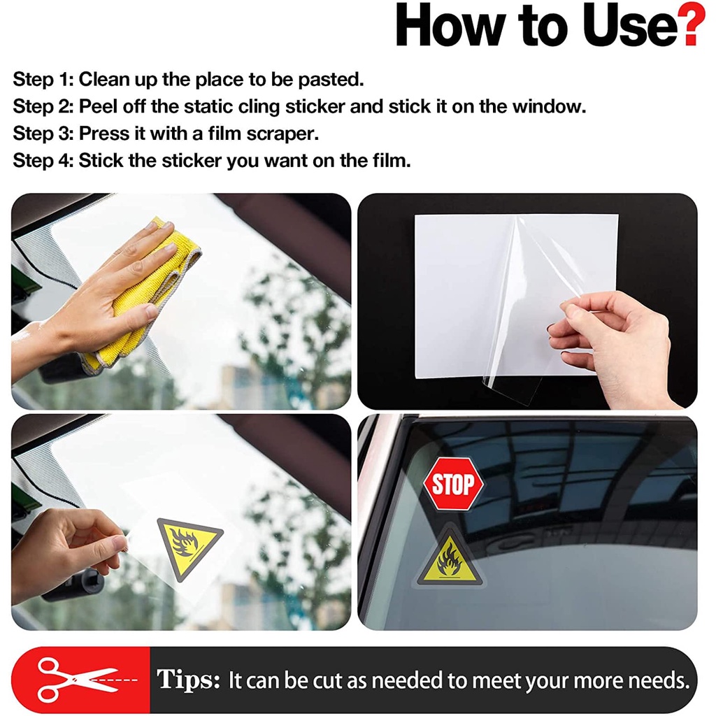 3pcs Car Electrostatic Sticker Transparent Car Static Cling Windshield ...