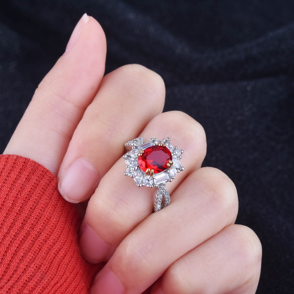 New Luxury 3 Carat Artificial Ruby Rings Simple Open Ring Jewelry Female Size Adjustable_voghion.com