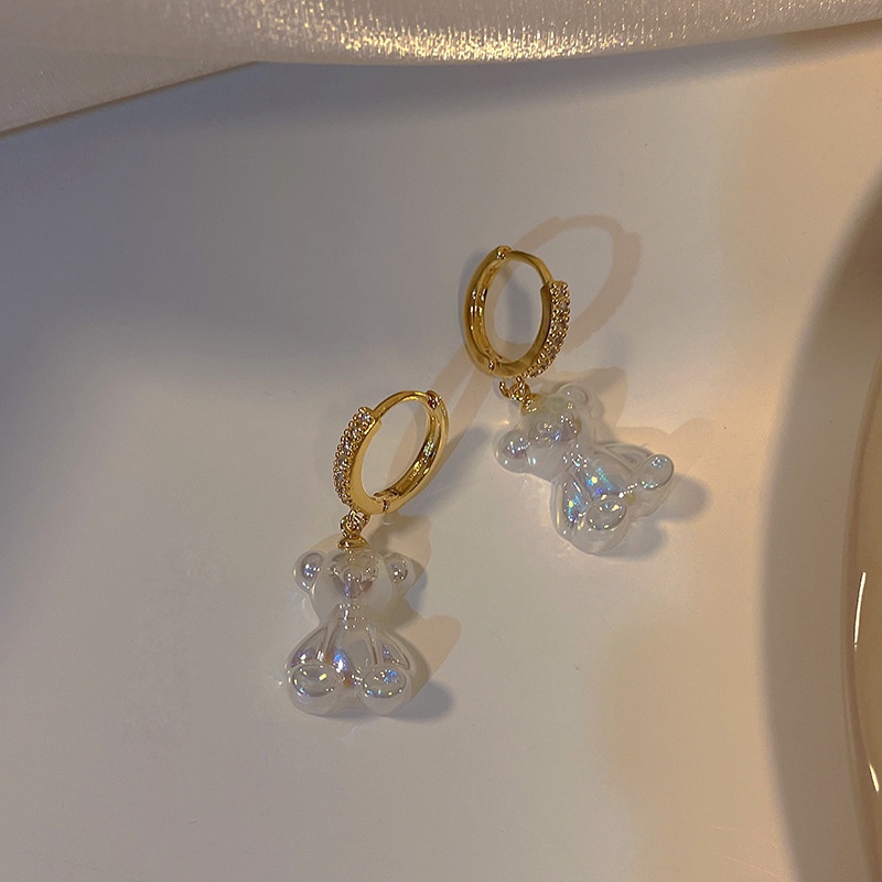 Teddybär Ohrhänger Acryl Creolen Modeschmuck_voghion.com