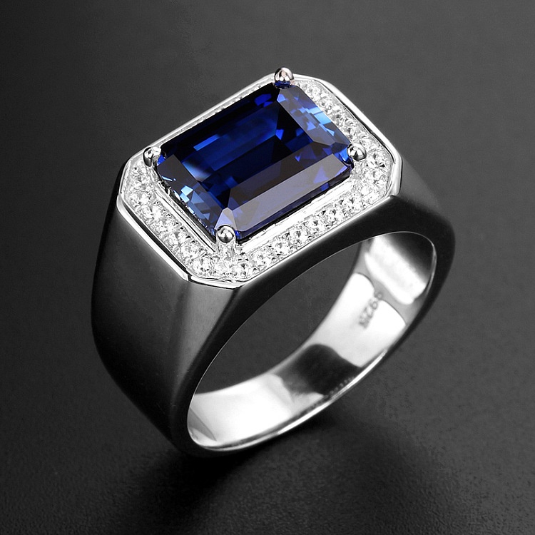 Offener Ring mit Zirkonimitat für Herren, Weißgold vergoldet, Schmuck, Ehering, größenverstellbar_voghion.com