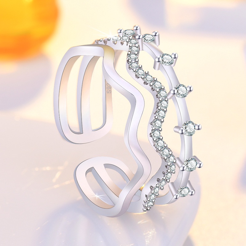 Multi-layer Wavy Zircon Open Ring ins Simple Index Finger Ring Accessories_voghion.com