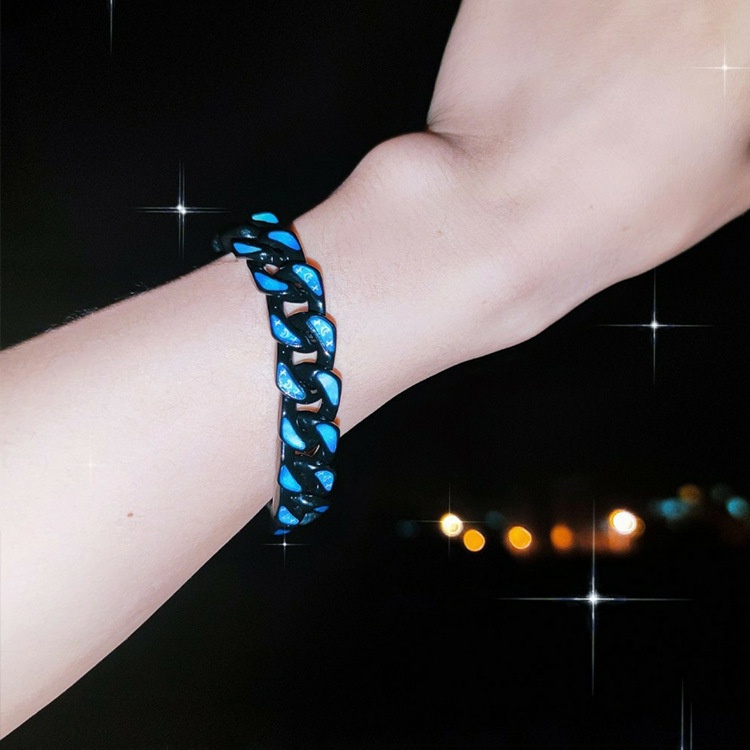 Cuban chain armband i rostfritt stål för par blå och vit_voghion.com