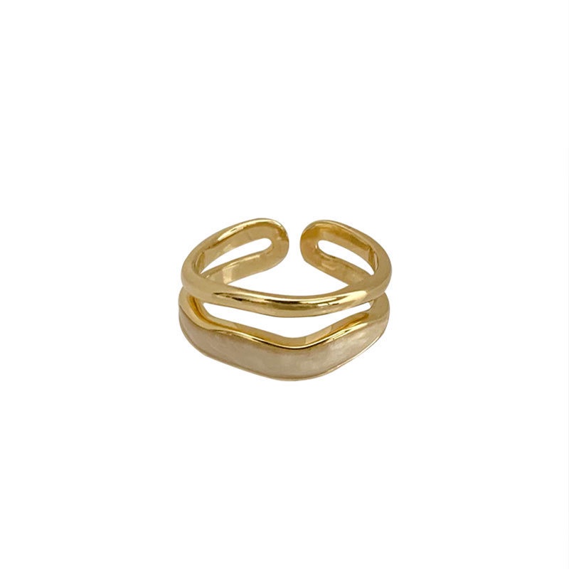 Anillo doble ajustable de nácar bisutería fina de moda mujer_voghion.com
